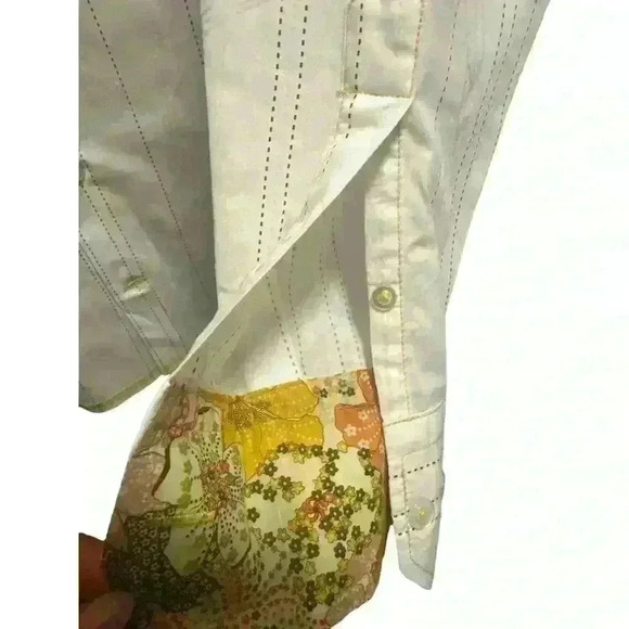 GEORG ROTH- White Long Sleeve Buttoned Shirt/froral Print Contrast Cuff/Collar S - Picture 6 of 6